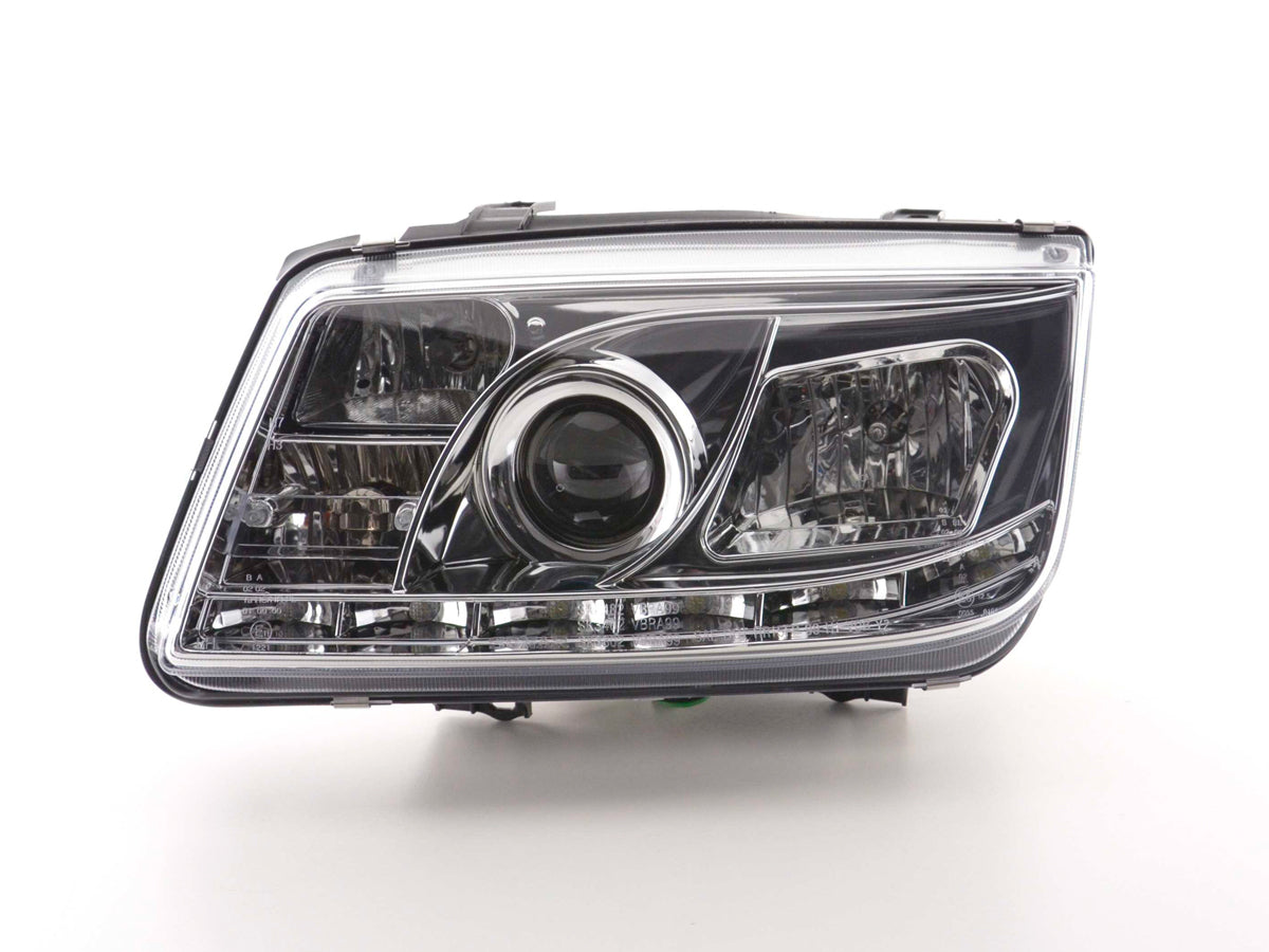 Scheinwerfer Set Daylight LED Tagfahrlicht VW Bora 98-05 chrom Scheinwerfer Set Daylight LED Tagfahrlicht VW Bora 98-05 chrom